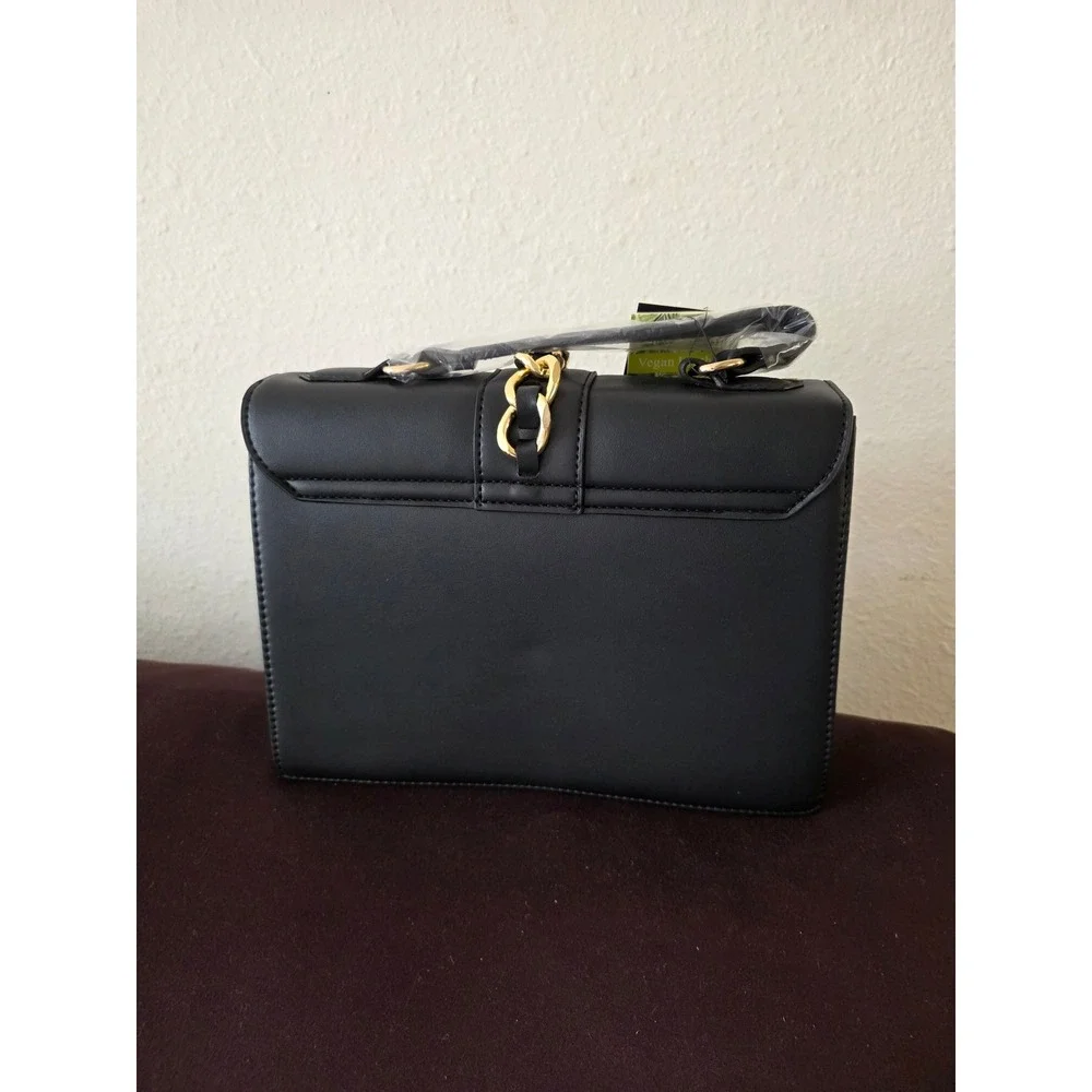Badgley Mischka Black Vegan Leather Studded Crossbody Bag BM-4182 New